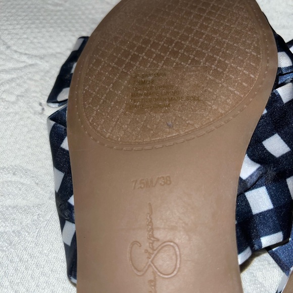 NWOT, Jessica Simpson Blue/White Slip-on Sandals, Size 7.5 Med/38 - Picture 10 of 13
